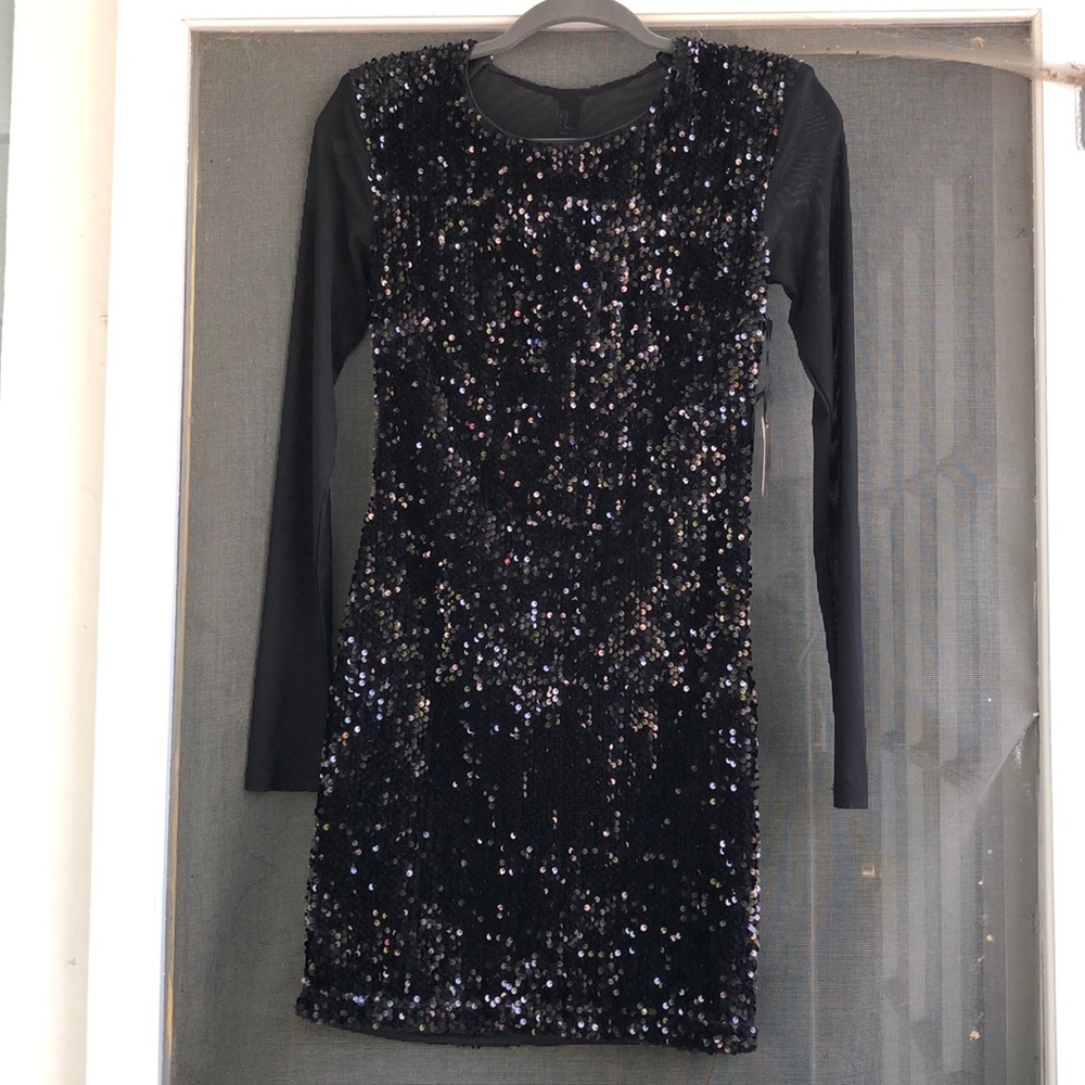 Black Sequin Mini Dress